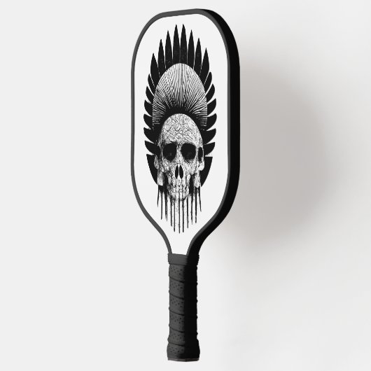 Zwarte en witte Indische schedel Pickleball Paddle (Links)