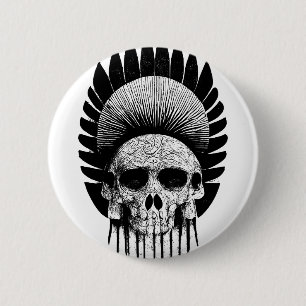 Zwarte en witte Indische schedel Ronde Button 5,7 Cm