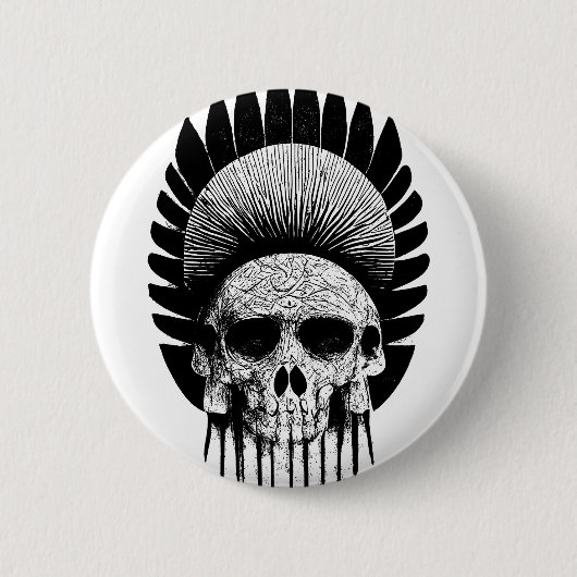 Zwarte en witte Indische schedel Ronde Button 5,7 Cm (Voorkant)