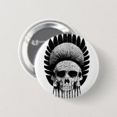 Zwarte en witte Indische schedel Ronde Button 5,7 Cm (Voorkant /achterkant)