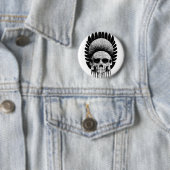Zwarte en witte Indische schedel Ronde Button 5,7 Cm (In situ)