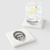 Zwarte en witte Indische schedel Stenen Onderzetter (Zijkant)