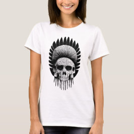 Zwarte en witte Indische schedel T-shirt