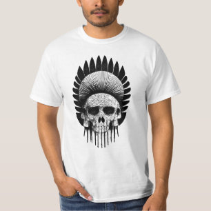 Zwarte en witte Indische schedel T-shirt