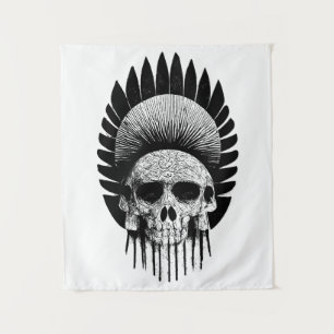 Zwarte en witte Indische schedel Wandkleed