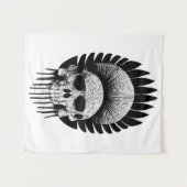 Zwarte en witte Indische schedel Wandkleed (Voorkant (horizontaal))