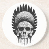 Zwarte en witte Indische schedel Zandsteen Onderzetter (Voorkant)