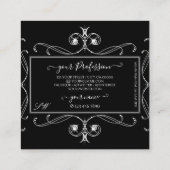 Zwarte en witte Initialen Ornamenten Vierkante Visitekaartje (Achterkant)