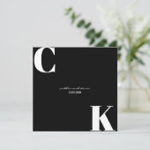 Zwarte en Witte Initialen Sla de datum op Kaart (Staand voorkant)