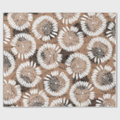 Zwarte en witte inkt Daisy Kraft Paper Artistic Cadeaupapier (Vlak)