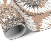 Zwarte en witte inkt Daisy Kraft Paper Artistic Cadeaupapier (Rol Hoek)