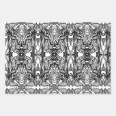 Zwarte en witte inkttekeningen inpakpapier vel (Voorkant 3)