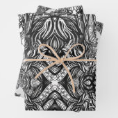 Zwarte en witte inkttekeningen inpakpapier vel (In situ)