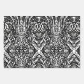 Zwarte en witte inkttekeningen inpakpapier vel (Voorkant)