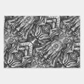 Zwarte en witte inkttekeningen inpakpapier vel (Voorkant 3)