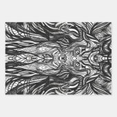 Zwarte en witte inkttekeningen inpakpapier vel (Voorkant)