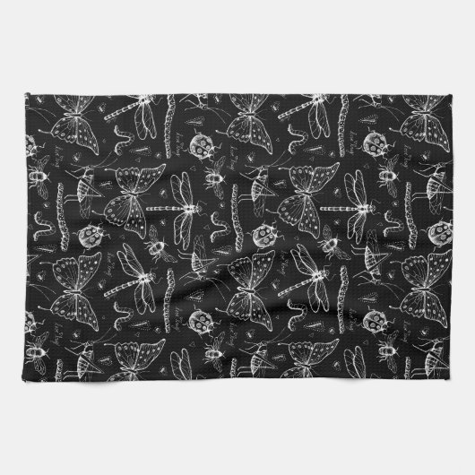 Zwarte en witte insecten houden van insecten theedoek (Horizontaal)