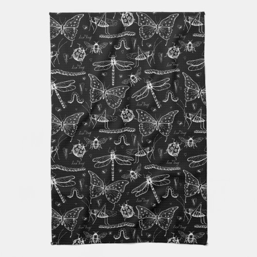 Zwarte en witte insecten houden van insecten theedoek (Verticaal)