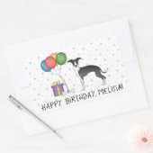 Zwarte en witte Italiaanse grijnshond - Happy Birt Rechthoekige Sticker (Envelop)