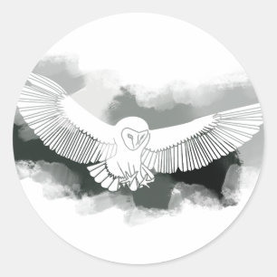 Zwarte en Witte Jachthond Houtskool Digitale Verf Ronde Sticker