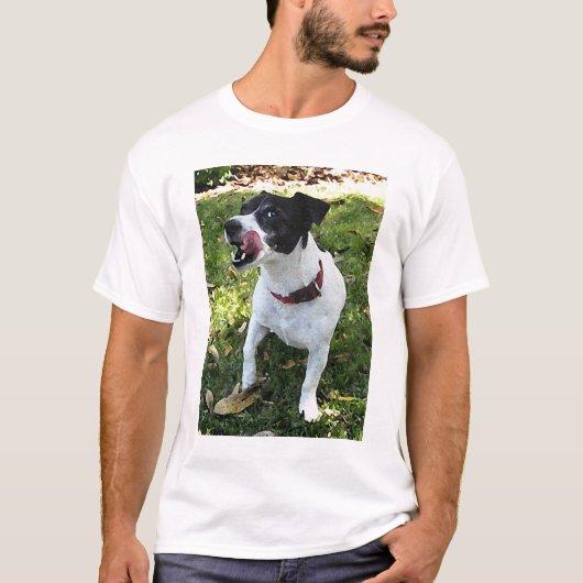 ZWARTE EN WITTE JACK RUSSELL TERRIER T-SHIRT (Voorkant)