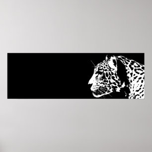 Zwarte en witte jaguar Pop Art Poster