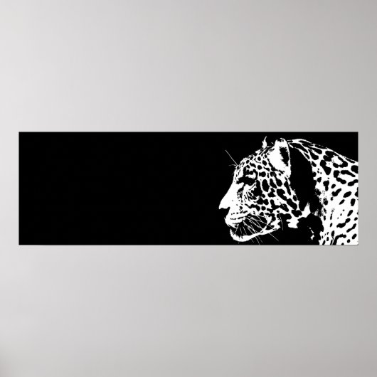 Zwarte en witte jaguar Pop Art Poster (Voorkant)