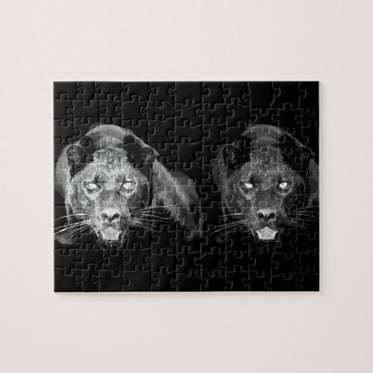 Zwarte en witte jaguar - Wilde dieren Grote katten Legpuzzel (Horizontaal)