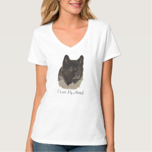 zwarte en witte japanse akita hond met slogan t-shirt