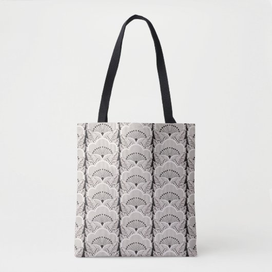 Zwarte en witte Japanse Floral Kimono Pattern Tote Bag (Voorkant)