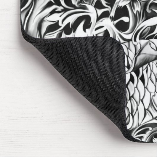 Zwarte en witte Japanse Koi tattoo kunst. Muismat (Hoek)