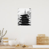 Zwarte en witte Japanse tower Poster (Keuken)
