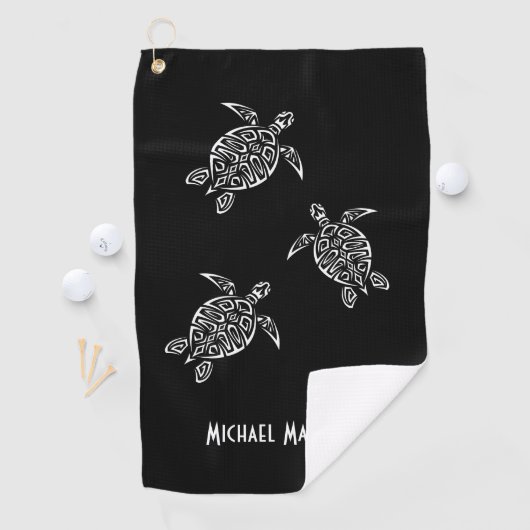 Zwarte en witte Jouw naam Golfhanddoek (Insitu)