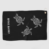 Zwarte en witte Jouw naam Golfhanddoek (Horizontaal)