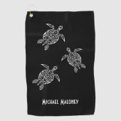 Zwarte en witte Jouw naam Golfhanddoek (Voorkant)