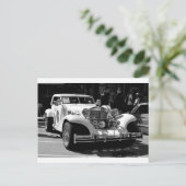 Zwarte en witte kaart van de retrocar Excalibur (Staand voorkant)