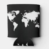 zwarte en witte kaart van de wereld blikjeskoeler (Achterkant)