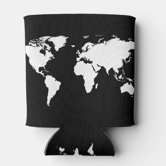 zwarte en witte kaart van de wereld blikjeskoeler (Achterkant)