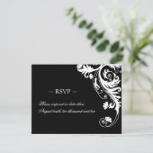 Zwarte en witte kaarten voor weddenschappen RSVP kaartje (Staand voorkant)