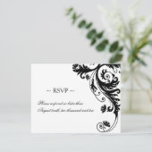 Zwarte en witte kaarten voor weddenschappen RSVP kaartje (Staand voorkant)