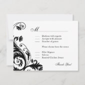 Zwarte en witte kaarten voor weddenschappen RSVP kaartje (Achterkant)