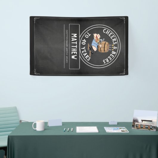 Zwarte en witte kaas en bier 40e verjaardag spandoek (Beurs)