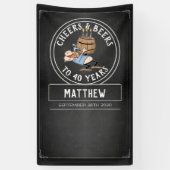 Zwarte en witte kaas en bier 40e verjaardag spandoek (Verticaal)