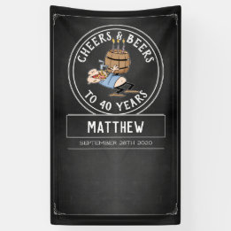 Zwarte en witte kaas en bier 40e verjaardag spandoek