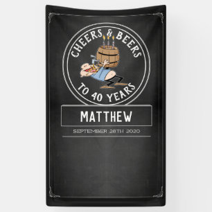 Zwarte en witte kaas en bier 40e verjaardag spandoek