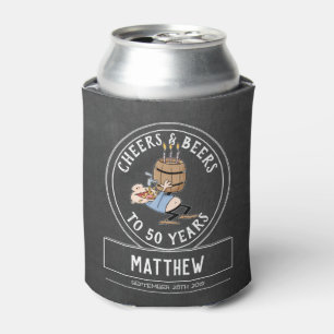 Zwarte en witte kaas en bier 50e verjaardag blikjeskoeler