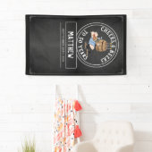 Zwarte en witte kaas en bier 50e verjaardag spandoek (Insitu)