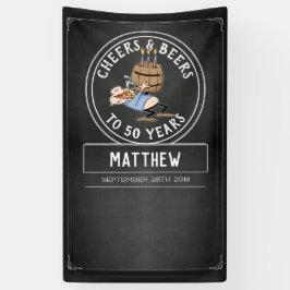 Zwarte en witte kaas en bier 50e verjaardag spandoek