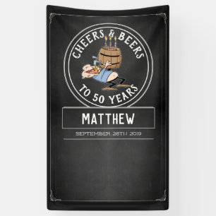 Zwarte en witte kaas en bier 50e verjaardag spandoek