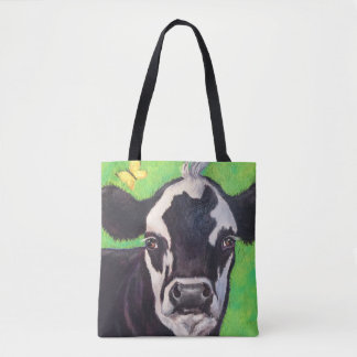 Zwarte en witte kabeljauw met Kelly Green Tote Bag